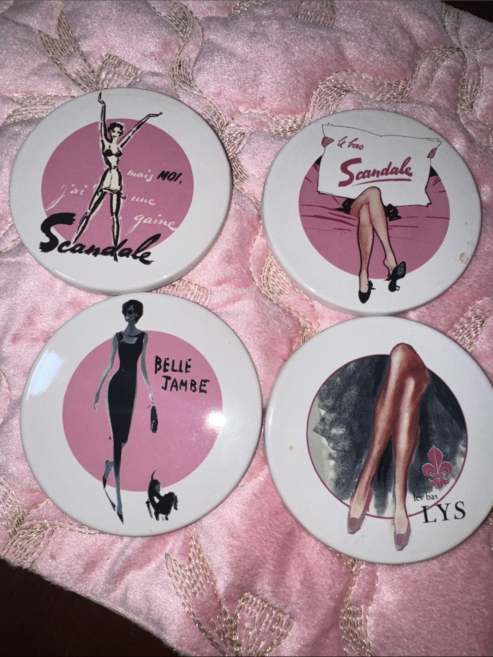 Rosanna Le Bas Sandale Pink Retro Coaster Set by - 4 Pack